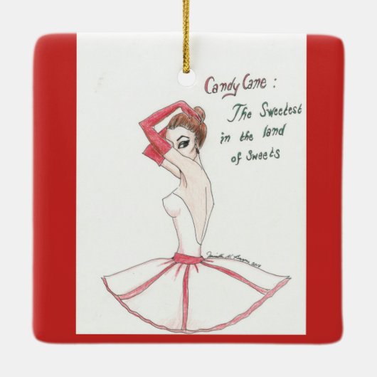 Nutcracker Candy Cane Ornament. Keramikornament (Rückseite)
