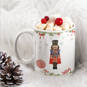 Nutcracker Candy Cane Red Bow Weihnachtsfeiertage  Zweifarbige Tasse