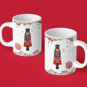 Nutcracker Candy Cane Red Bow Weihnachtsfeiertage Zweifarbige Tasse