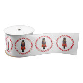 Nutcracker & Candy Cane White Christmas Ribbon Satinband (Spule)