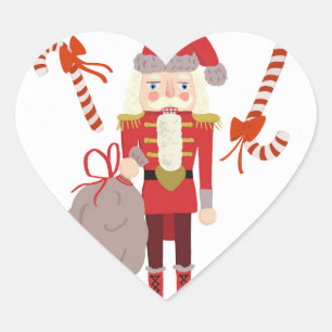 Nutcracker Candy Canes Christmas Heart Sticker
