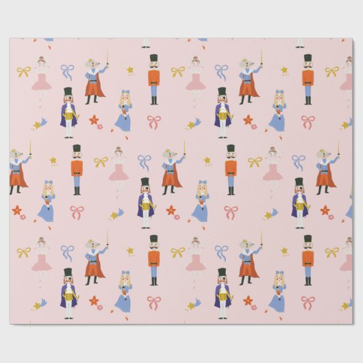 Nutcracker Characters Pink Christmas Holiday Geschenkpapier (Flach)