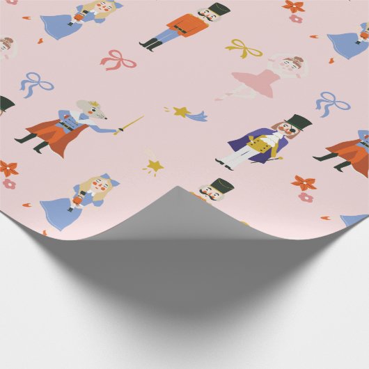 Nutcracker Characters Pink Christmas Holiday Geschenkpapier (Ecke)