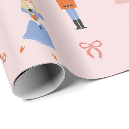 Nutcracker Characters Pink Christmas Holiday Geschenkpapier (Rolleneckpunkt)