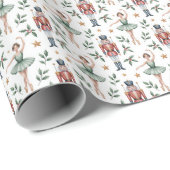 Nutcracker Christmas Ballerina Ballet Festive Geschenkpapier (Rolleneckpunkt)
