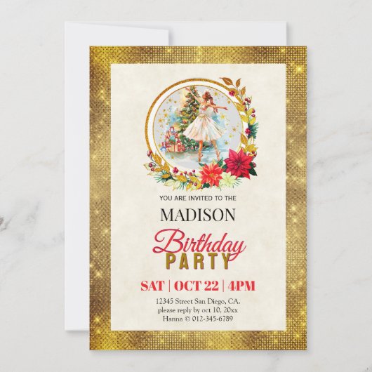 Nutcracker Christmas Ballerina Birthday Feiertagskarte (Vorderseite)