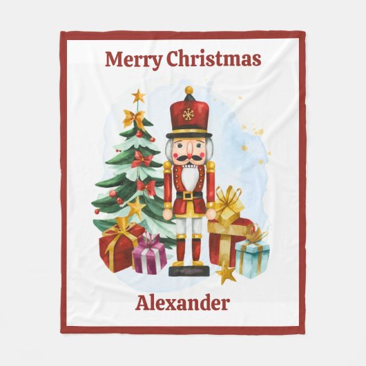 Nutcracker Christmas Blanket for Kids With Name Fleecedecke (Vorderseite)