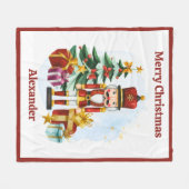 Nutcracker Christmas Blanket for Kids With Name Fleecedecke (Vorderseite (Horizontal))