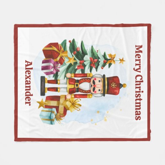 Nutcracker Christmas Blanket for Kids With Name Fleecedecke (Vorderseite (Horizontal))