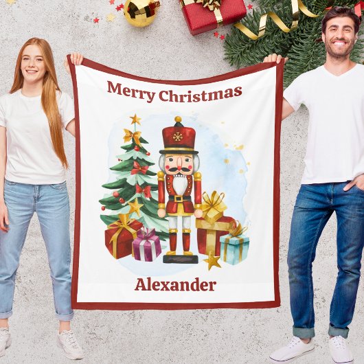 Nutcracker Christmas Blanket for Kids With Name Fleecedecke