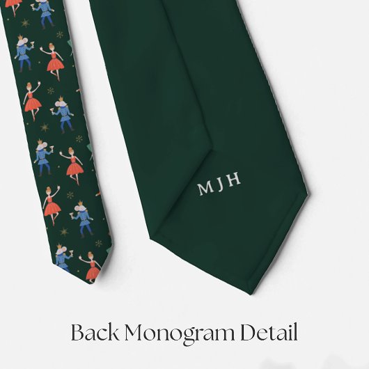 Nutcracker Christmas Cocktails Pattern w/ Monogram Krawatte