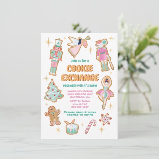 Nutcracker Christmas Cookie Exchange Party Einladung (Stehend Vorderseite)
