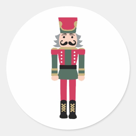 Nutcracker Christmas Design Classic Round Sticker (Vorderseite)