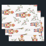 Nutcracker Christmas Geschenkpapier Set<br><div class="desc">Nutcracker Thema mit Weihnachtsgrün.</div>