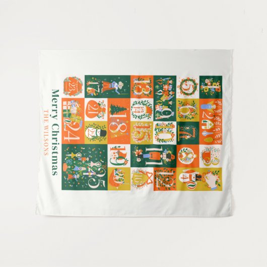 Nutcracker Christmas Holiday Advent Calendar Wandteppich (Vorderseite (Horizontal))