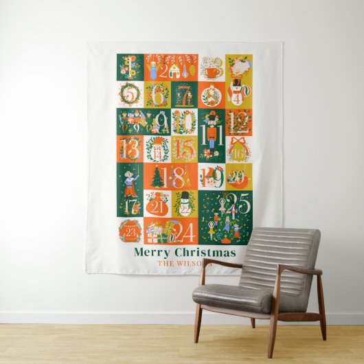 Nutcracker Christmas Holiday Advent Calendar Wandteppich (Beispiel)