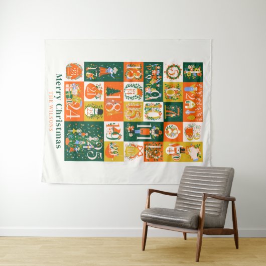 Nutcracker Christmas Holiday Advent Calendar Wandteppich (Beispiel (Horizontal))