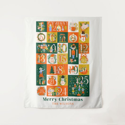 Nutcracker Christmas Holiday Advent Calendar Wandteppich (Vorderseite)