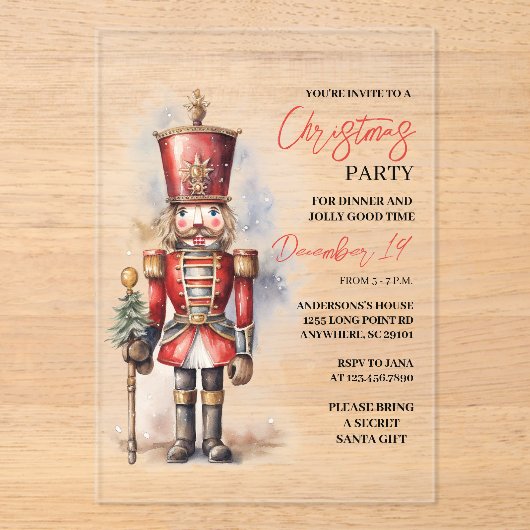 "Nutcracker Christmas Party | Feiertag Acryleinladungen (Vorderseite)