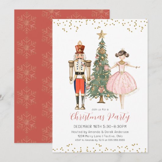 Nutcracker Christmas Party Invitation Einladung (Vorne/Hinten)
