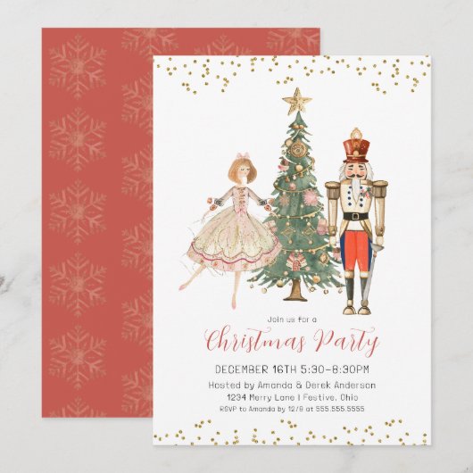 Nutcracker Christmas Party Invitation Einladung (Vorne/Hinten)