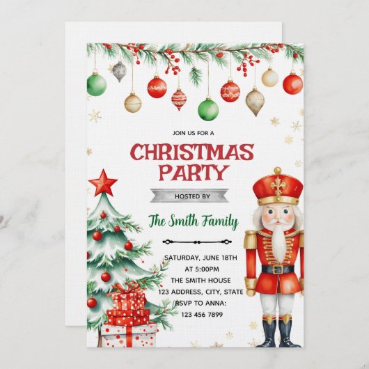Nutcracker Christmas Party Invitation Einladung (Vorne/Hinten)