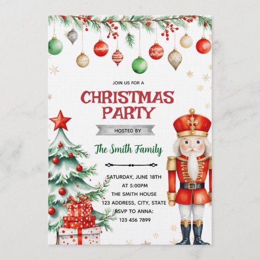 Nutcracker Christmas Party Invitation Einladung (Vorderseite)