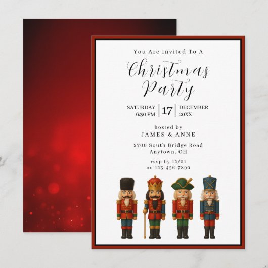 Nutcracker Christmas Party Invitation Einladung (Vorne/Hinten)