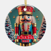 Nutcracker Christmas Personalisiert Kids Foto Keramik Ornament (Vorne)