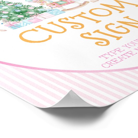 Nutcracker Christmas Pink Bow Birthday Custom Sign Poster (Ecke)