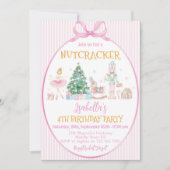 Nutcracker Christmas Pink Girl Birthday Party Einladung (Vorderseite)