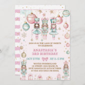 Nutcracker Christmas Pink Wonderland 3. Geburtstag Einladung (Vorne/Hinten)