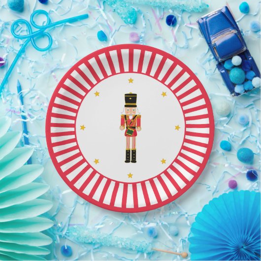 Nutcracker Christmas Plate Red and White Pappteller (Party)