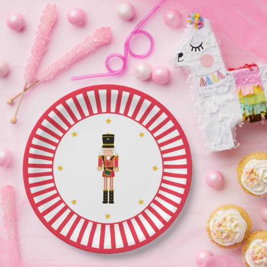 Nutcracker Christmas Plate Red and White Pappteller (Party)