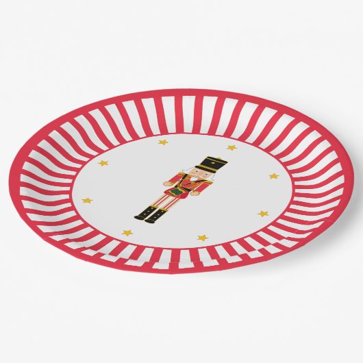 Nutcracker Christmas Plate Red and White Pappteller (Schrägansicht)