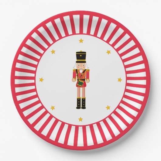 Nutcracker Christmas Plate Red and White Pappteller (Vorderseite)