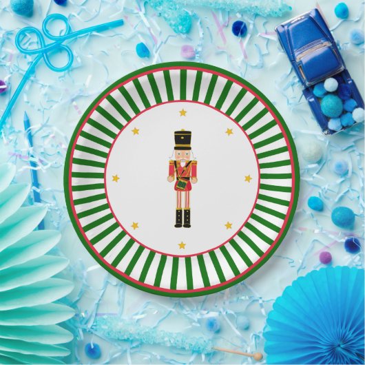 Nutcracker Christmas Plate Red Green and White Pappteller (Party)