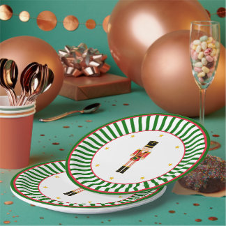 Nutcracker Christmas Plate Red Green and White Pappteller