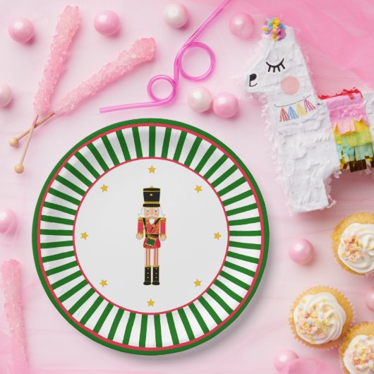 Nutcracker Christmas Plate Red Green and White Pappteller (Party)