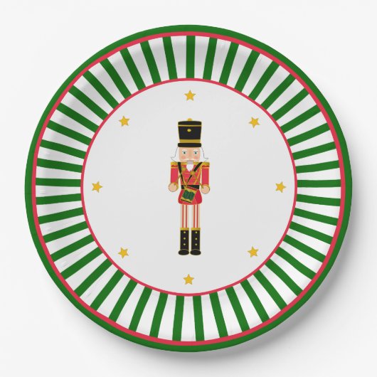Nutcracker Christmas Plate Red Green and White Pappteller (Vorderseite)