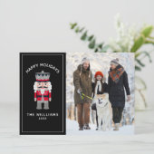 Nutcracker Christmas Red Black Elegant Foto Karte (Stehend Vorderseite)