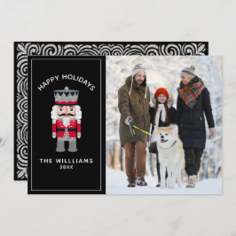 Nutcracker Christmas Red Black Elegant Foto Karte