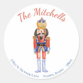 Nutcracker Christmas Return Address Label Runder Aufkleber (Vorderseite)