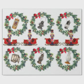 Nutcracker Christmas Sleigh Vintag Lanterns Geschenkpapier (Flach)