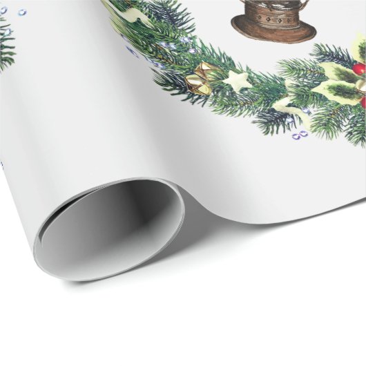 Nutcracker Christmas Sleigh Vintag Lanterns Geschenkpapier (Rolleneckpunkt)