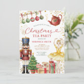 Nutcracker Christmas Tea Party Sweets Ballerina Einladung (Stehend Vorderseite)