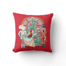 Nutcracker Christmas Theme Pillow - Red
