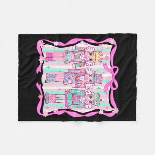 Nutcracker Coquette Nk Bow Xmas Holiday Merry Chri Fleecedecke (Vorderseite (Horizontal))