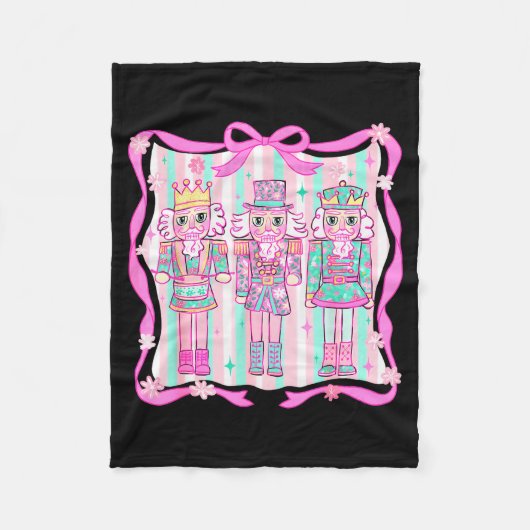 Nutcracker Coquette Nk Bow Xmas Holiday Merry Chri Fleecedecke (Vorderseite)