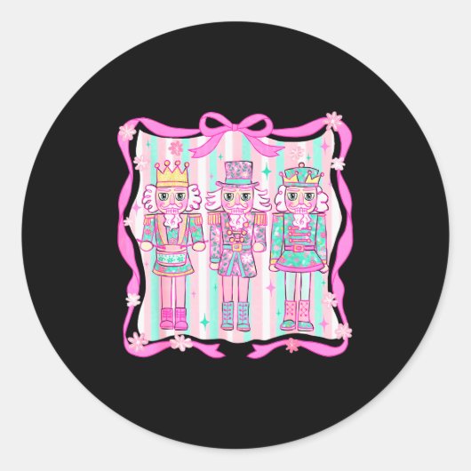Nutcracker Coquette Nk Bow Xmas Holiday Merry Chri Runder Aufkleber (Vorderseite)